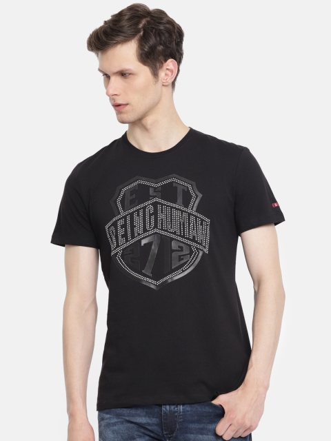 

Being Human Clothing Men Black Embellished Round Neck T-shirt