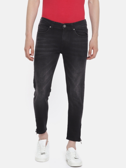 

Being Human Clothing Men Black Skinny Fit Mid-Rise Clean Look Stretchable Cropped Jeans