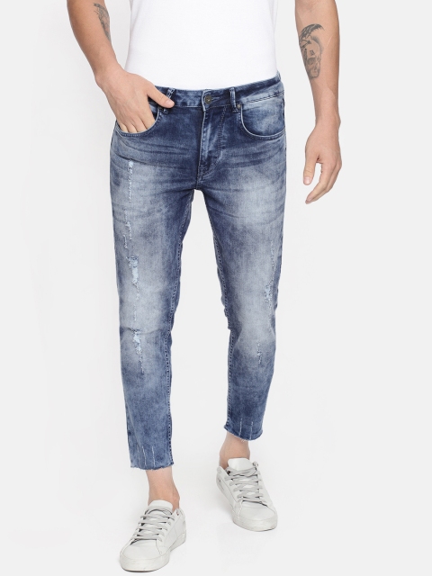 

Being Human Men Blue Skinny Fit Mid-Rise Highly Distressed Stretchable Cropped Jeans