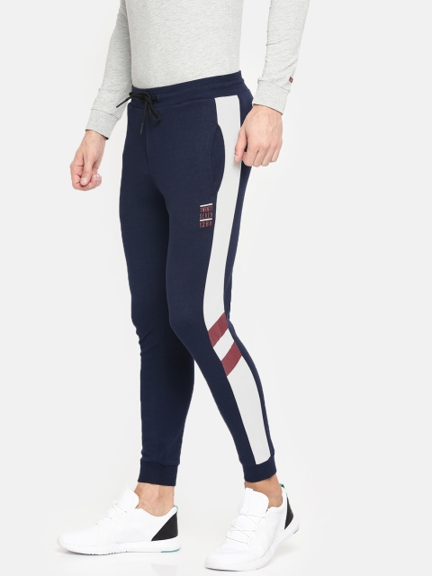 

Being Human Clothing Men Navy Blue Solid Side Striped Straight Fit Track Pants