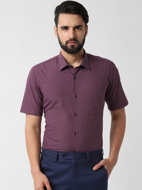

Peter England Men Purple Regular Fit Checked Formal Shirt
