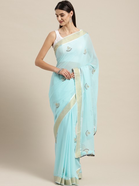 

Geroo Jaipur Blue & Golden Embellished Saree
