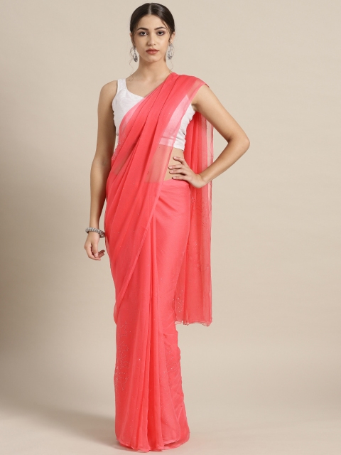 

Geroo Jaipur Pink Handcrafted Mukaish Work Saree