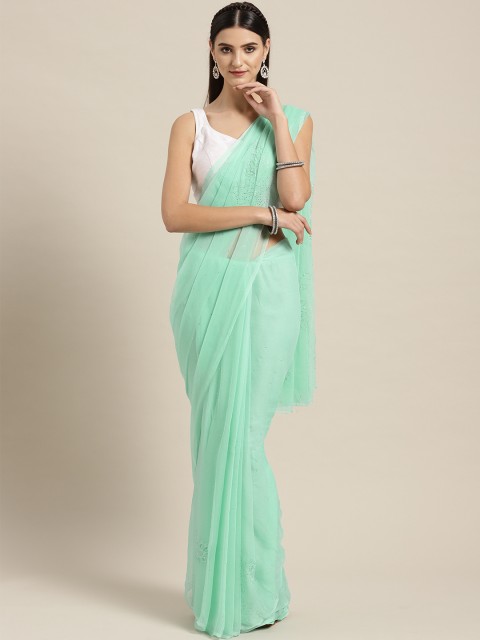 

Geroo Jaipur Sea Green Mukaish Work Saree