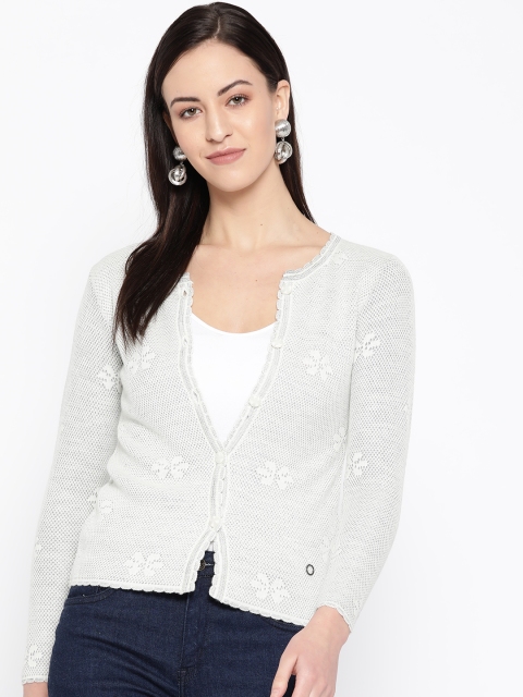 

Duke Women White Self Design Cardigan