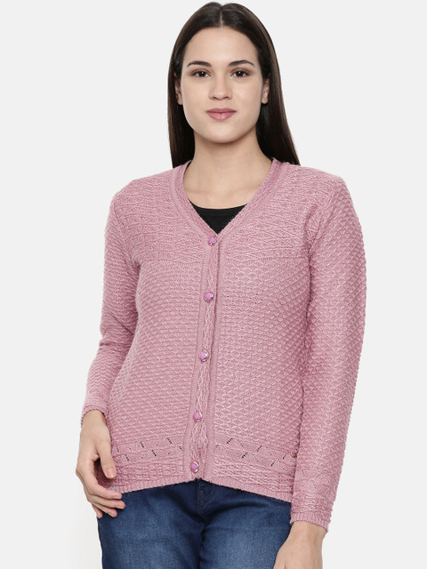 

Duke Women Pink Self Design Cardigan Sweater