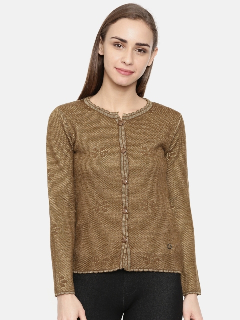 

Duke Women Olive Brown Solid Sweater