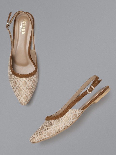 

Anouk Women Off-White & Golden Woven Design Flats