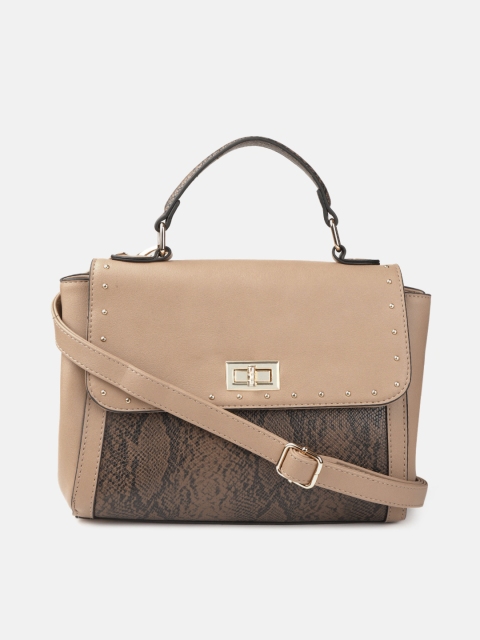 

DressBerry Beige & Brown Snakeskin Pattern Satchel Bag