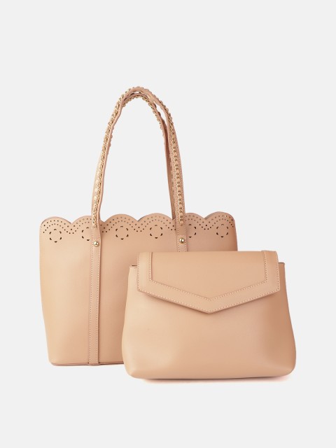 

DressBerry Set of Beige Solid Shoulder Bag & Clutch