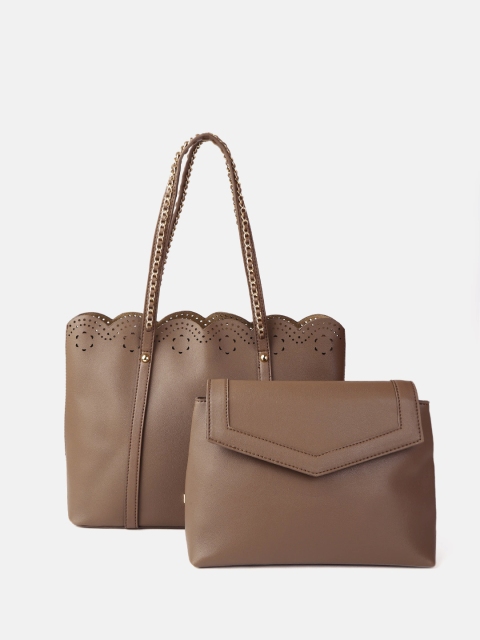 

DressBerry Taupe Solid Shoulder Bag with Clutch