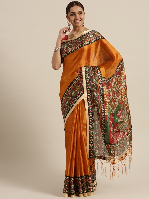 

Saree mall Mustard Brown Solid Saree