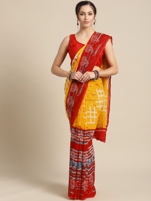 

Saree mall Yellow & Red Printed Saree