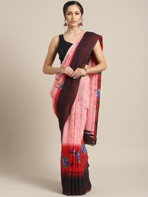 

Saree mall Pink & Red Printed Saree