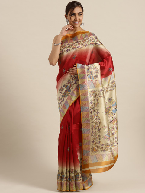 

Saree mall Maroon & Beige Printed Saree