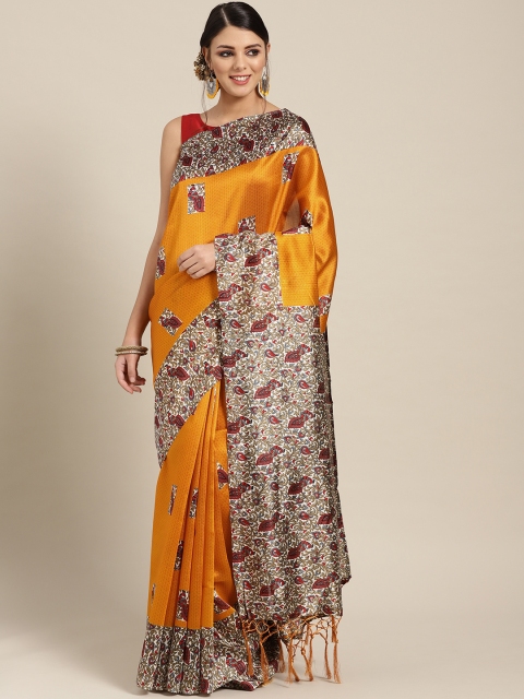 

Saree mall Mustard Yellow & Beige Printed Saree