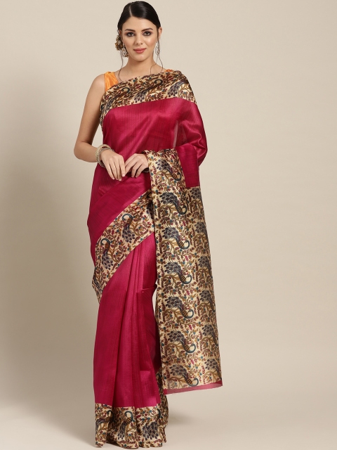 

Saree mall Magenta & Beige Solid Saree