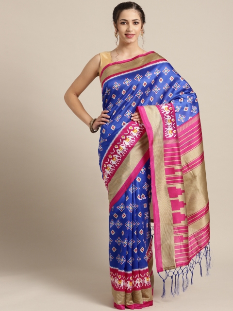 

Saree mall Blue & Pink Printed Saree