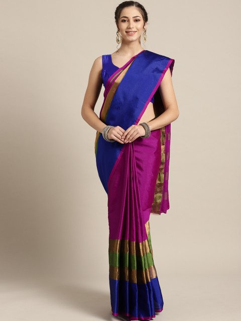 

Saree mall Purple & Blue Solid Saree