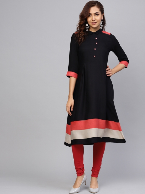

Shree Women Black Solid A-Line Kurta