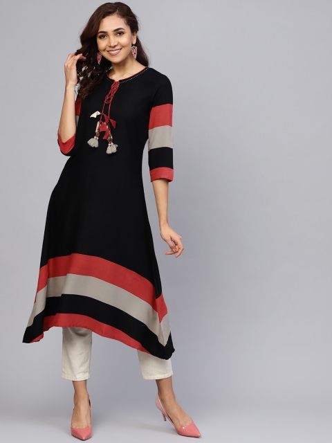 

Shree Women Black Solid A-Line Kurta
