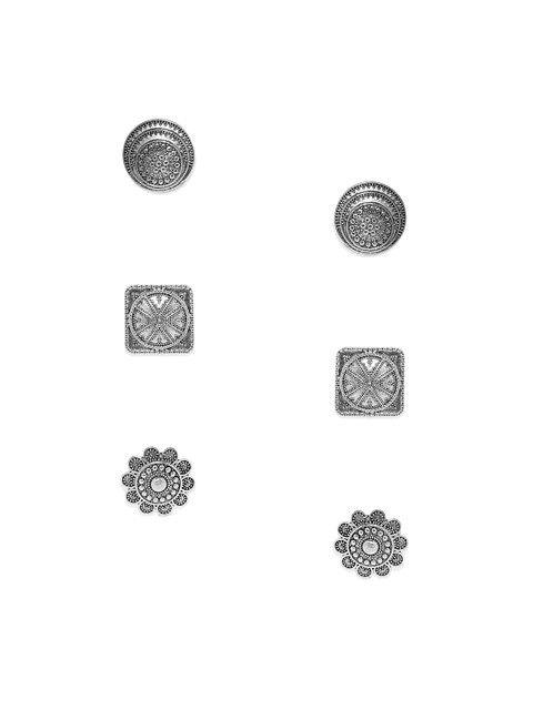 

Golden Peacock Silver-Toned Circular Studs