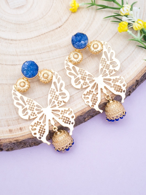 

Golden Peacock Gold-Toned Dome Shaped Jhumkas