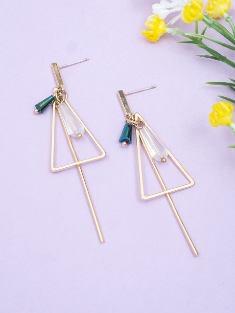 

Golden Peacock Gold-Plated Geometric Drop Earrings