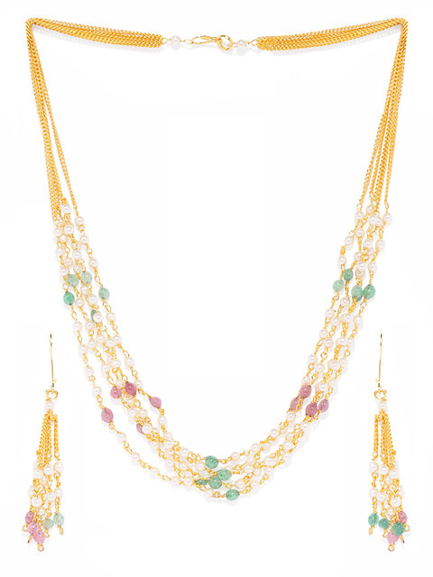 

Golden Peacock Women Gold-Plated Embellished Multistrand Jewellery Set