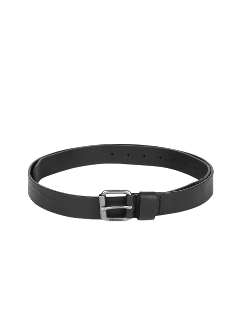 

DIESEL Men Black Solid Leather Belt