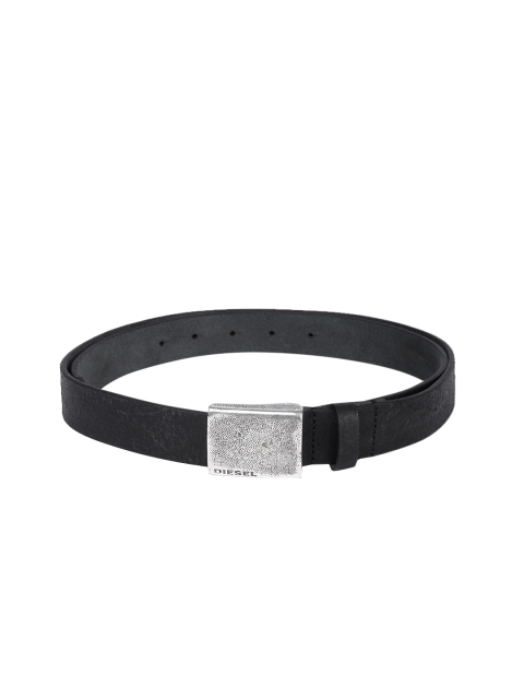 

DIESEL Men Black Textured Leather Belt