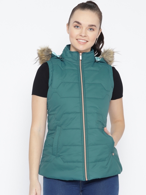 

Duke Stardust Women Teal Green Solid Insulator Hooded Parka Jacket