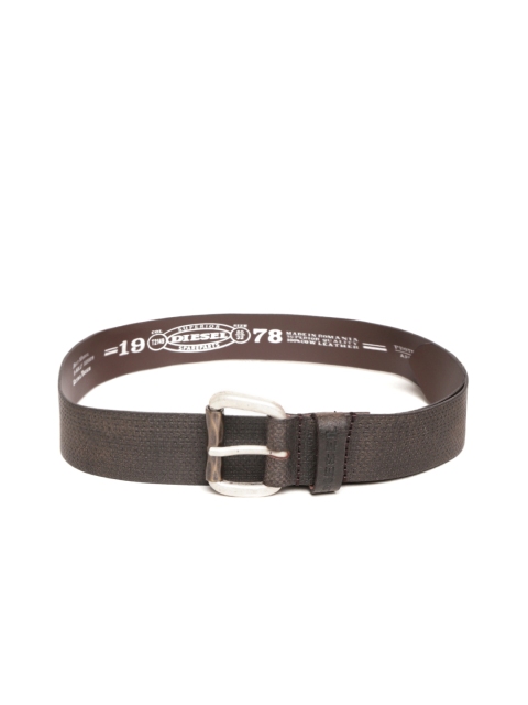

DIESEL Men Coffee Brown Solid Leather Belt