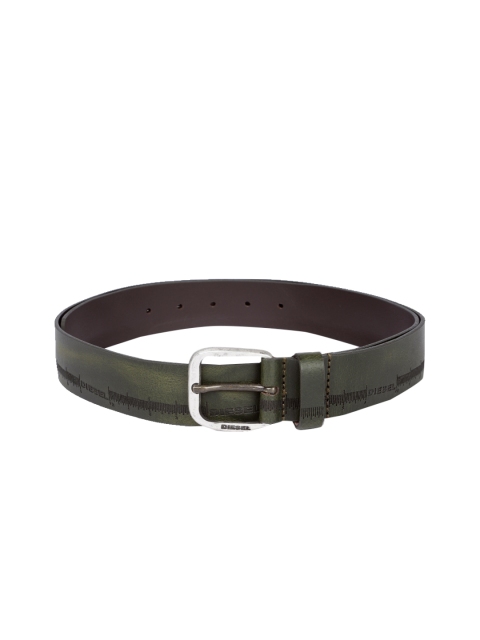 

DIESEL Men Green Textured Leather Belt