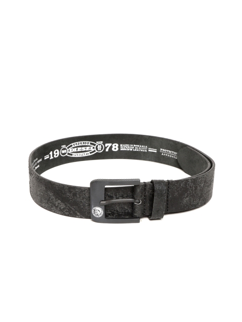 

DIESEL Men Black Printed Leather Belt