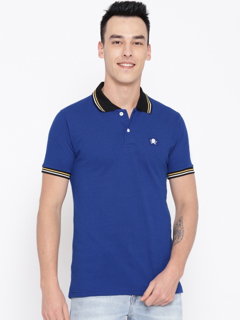 

PRINTOCTOPUS Men Blue Solid Polo Collar T-shirt