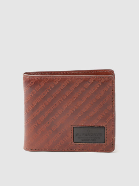 

Superdry Men Brown Textured Leather Two Fold Wallet