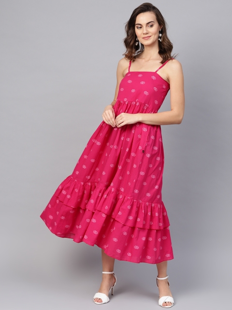 

clorals Women Pink Printed A-Line Dress