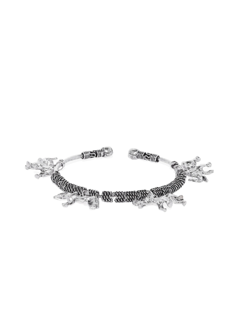 

Golden Peacock Silver-Toned & Black Oxidised Handcrafted Bracelet