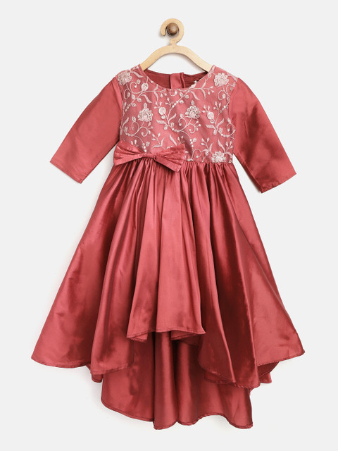 

Jelly Jones Girls Brick Red Embroidered Yoke Fit & Flare Dress