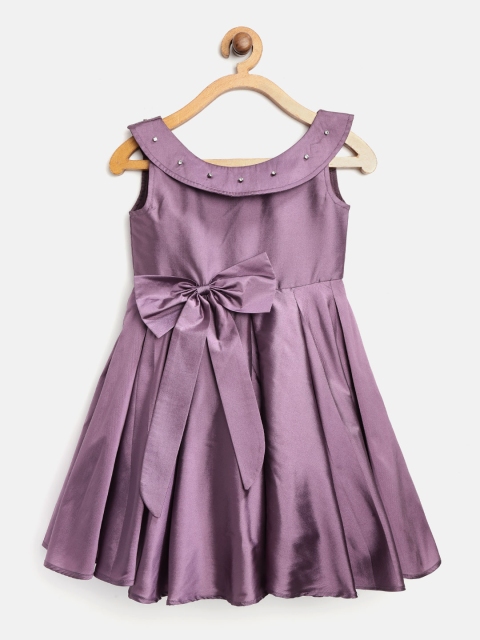 

Jelly Jones Girls Mauve Solid Fit and Flare Dress