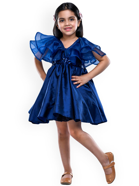 

Jelly Jones Girls Navy Blue Solid Fit & Flare Dress