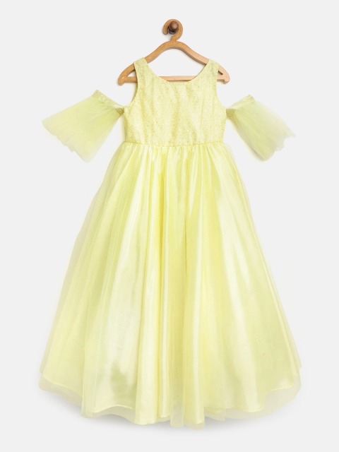 

Jelly Jones Girls Yellow Net Solid Maxi Dress