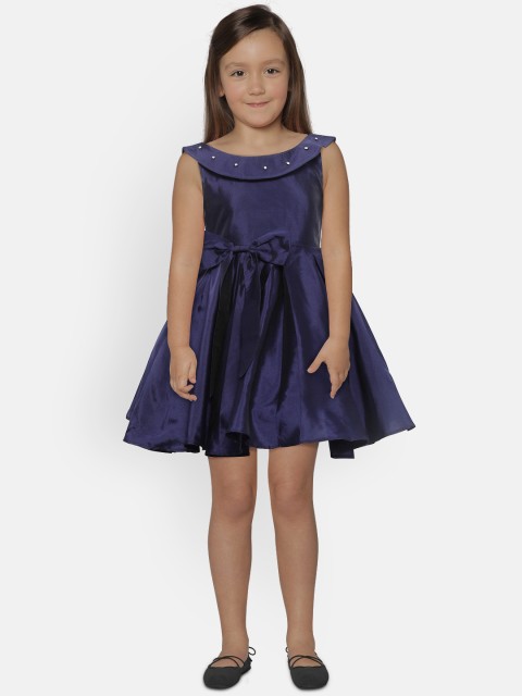 

Jelly Jones Girls Navy Blue Solid Fit and Flare Dress