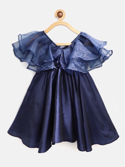 

Jelly Jones Girls Navy Blue Solid Fit & Flare Dress