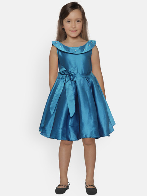 

Jelly Jones Girls Teal Blue Solid Fit and Flare Dress