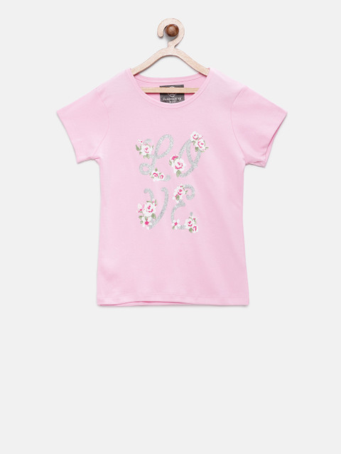 

TAMBOURINE Girls Pink Printed Pure Cotton Top