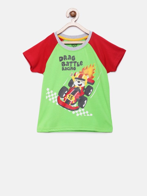 

TAMBOURINE Boys Green Printed Round Neck T-shirt