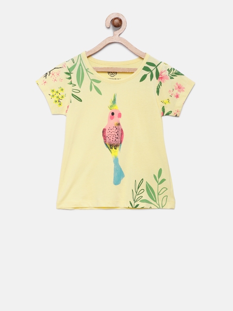 

TAMBOURINE Girls Yellow Printed Pure Cotton Top