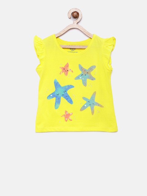

TAMBOURINE Girls Yellow Printed Top